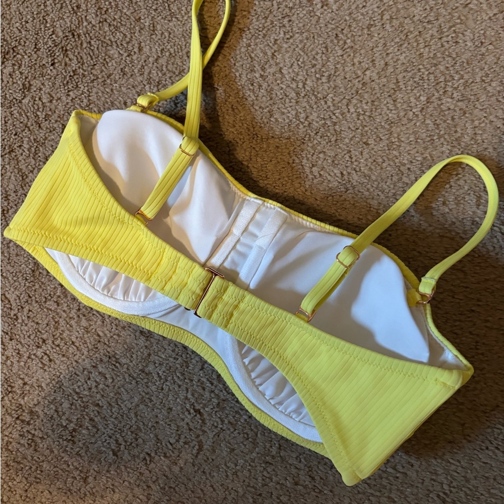 Yellow Ribbed Strapless Top - Picture 2 of 2